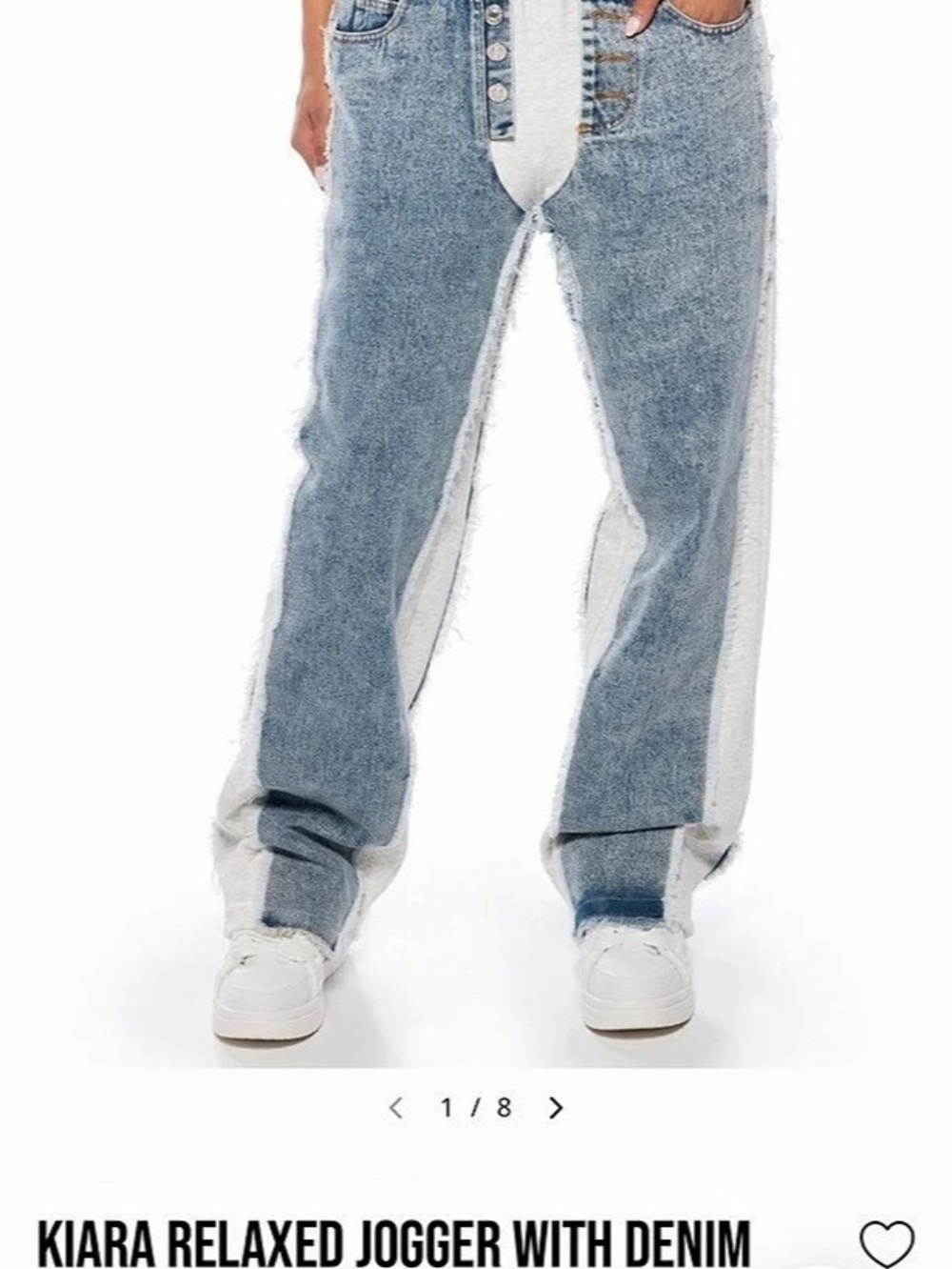 AKIRA Kiara Relaxed Jogger With Denim Detail Color Block Wide Leg Cotton Pants
